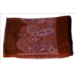 Silk Pashmina Stole / Scarf in Brown Color and Multicolor Border Size 70*30